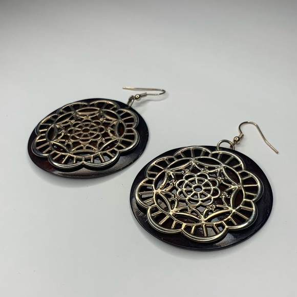 Brown and Gold Earrings - Picture 3 of 3